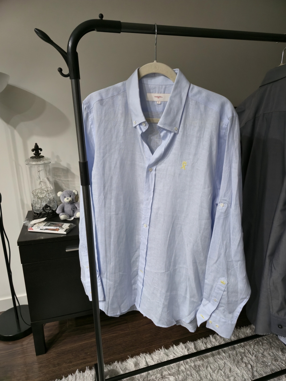Vicomte A Paris Linen Shirt Light Blue Button Down Men’s Size L